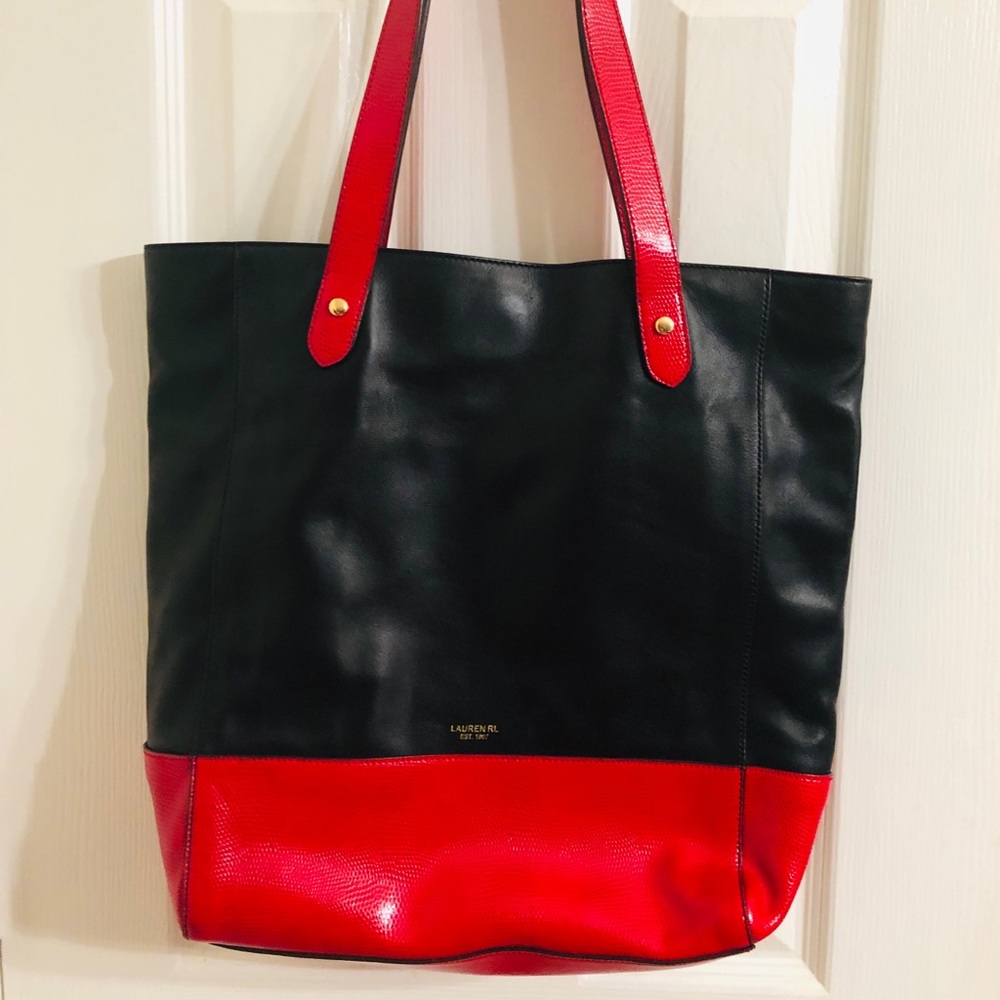 Ralph Lauren shoulder tote black/red.